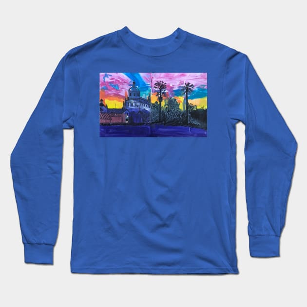 Pasadena City Hall Sunset Long Sleeve T-Shirt by ElizaC